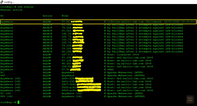 Automatisch installierte Firewall-Regel auf einem Ubuntu Webserver